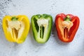 Halved bell pepper with white background