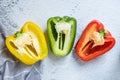 Halved bell pepper with white background