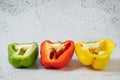Halved bell pepper with white background