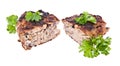 Halved burger with parsley isolated Royalty Free Stock Photo