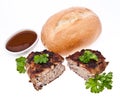 Halved burger with parsley isolated Royalty Free Stock Photo
