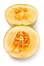 Halved cantaloupe melon fruit Royalty Free Stock Photo