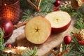 Halved fresh apple with a star in the middle - old Christmas habit Royalty Free Stock Photo