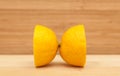 Halved Lemon On Wooden Table Royalty Free Stock Photo