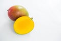 Halved mango on white background Royalty Free Stock Photo
