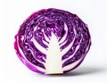 Halved Red Cabbage Cross Section Showing Pattern on White Background Royalty Free Stock Photo