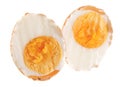 Halved semihard boiled Egg in its shell Royalty Free Stock Photo