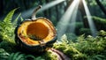 Roasted Pumpkin in Forest Setting: Autumnal Gourd with Thyme Royalty Free Stock Photo