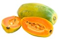 Halved and Whole Papayas Royalty Free Stock Photo