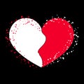 Halves heart icon on black 2