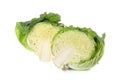 Halves of savoy cabbage on white background Royalty Free Stock Photo