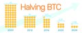 Halving bitcoin 2024 infographic.Block reward reduced in two times every four years.Deflationary currency.Creative Royalty Free Stock Photo