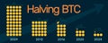 Halving bitcoin 2024 infographic. Block reward reduced in two times every four years. Deflationary currency. Creative Royalty Free Stock Photo