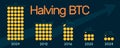Halving bitcoin 2024 infographic. Block reward reduced in two times every four years. Deflationary currency. Creative