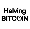 Halving Bitcoin inscription. Black and white lettering isolated. Halving 2024. Bitcoin coin. Modern vector illustration