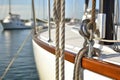 halyard knot securing a sail to a boats pulley system Royalty Free Stock Photo