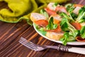 Ham bacon, cucumber, spinach and crackers salad