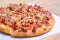 Ham and bacon fluffy pizza take away Royalty Free Stock Photo