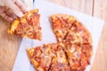 Ham and bacon fluffy pizza take away Royalty Free Stock Photo