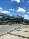 HAM, BELGIUM - February 2020: Nike`s newest EMEA distribution center, Court, with a large green exterior