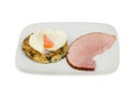 Ham bubble and squeak with egg Royalty Free Stock Photo