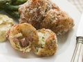 Ham and Cheese Beignets with Asparagus