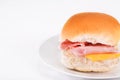 Ham and cheese bread roll or bap Royalty Free Stock Photo