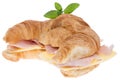 Ham and Cheese Croissant on white