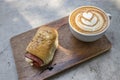 A ham and cheese sandwich and a cup of coffee Royalty Free Stock Photo