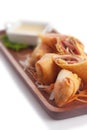 Ham & cheese spring roll Royalty Free Stock Photo