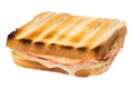 Ham cheese on toast isolated on white background diagonal