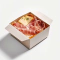 ham and cheese white background - generative Ai illustration