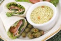 Ham and Cheese Wrap with Soup Royalty Free Stock Photo