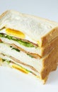 Ham and egg sandwich close up Royalty Free Stock Photo