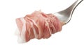 Ham on a iron fork Royalty Free Stock Photo