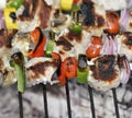 Ham Kabobs On The Grill Royalty Free Stock Photo