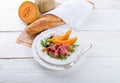 Ham with melon and olives Royalty Free Stock Photo