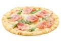 Ham pizza prosciutto isolated on white