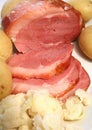 Ham, potatoes and cauliflower Royalty Free Stock Photo