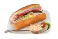 Ham salad roll on a plate Royalty Free Stock Photo