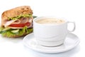 Ham sandwich and cup of coffee Royalty Free Stock Photo