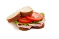 A ham sandwich on wheat on a white background Royalty Free Stock Photo