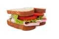 A ham sandwich on wheat on a white background Royalty Free Stock Photo