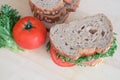 Ham sandwich and whole wheat bread Royalty Free Stock Photo