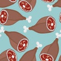 Ham seamless pattern. Meat Background. Vector illustration Royalty Free Stock Photo