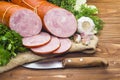 Ham sliced pork sausage with garlic and herb Royalty Free Stock Photo