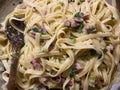 Ham, Sour Cream, and Spring Onion Fettuccini