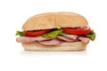 A ham sub sandwich on white Royalty Free Stock Photo
