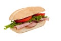 A ham sub sandwich on white Royalty Free Stock Photo