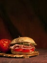 Ham, tomato, asparagus sandwich Royalty Free Stock Photo